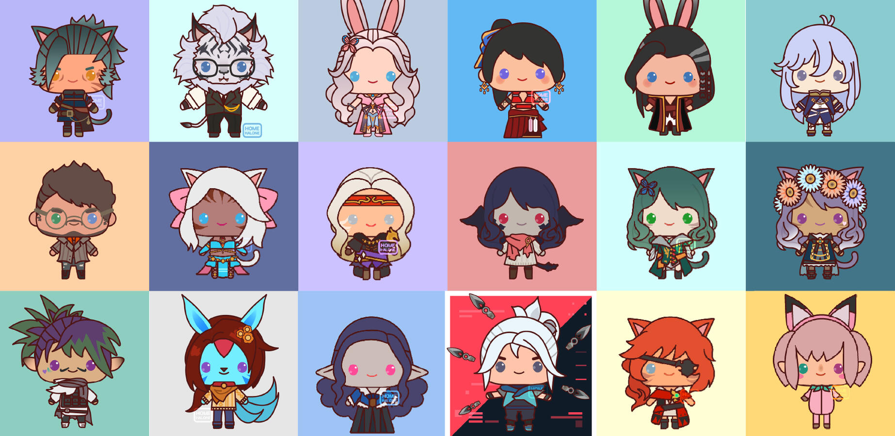 Chibi-styled illustrations